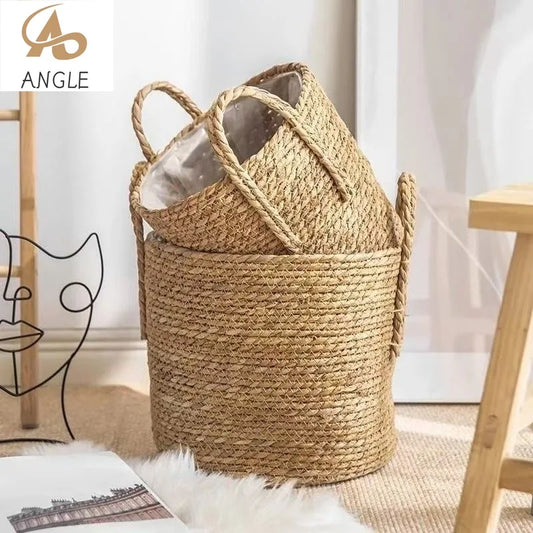 Cesto de Rattan Natural Redondo – Organização com Charme Artesanal