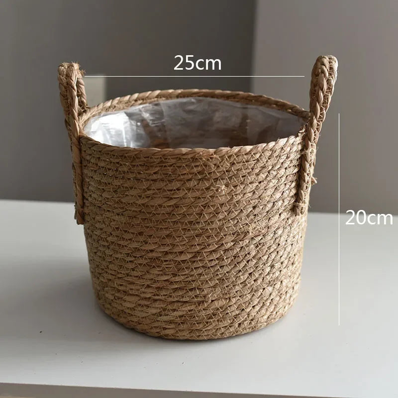 Cesto de Rattan Natural Redondo – Organização com Charme Artesanal