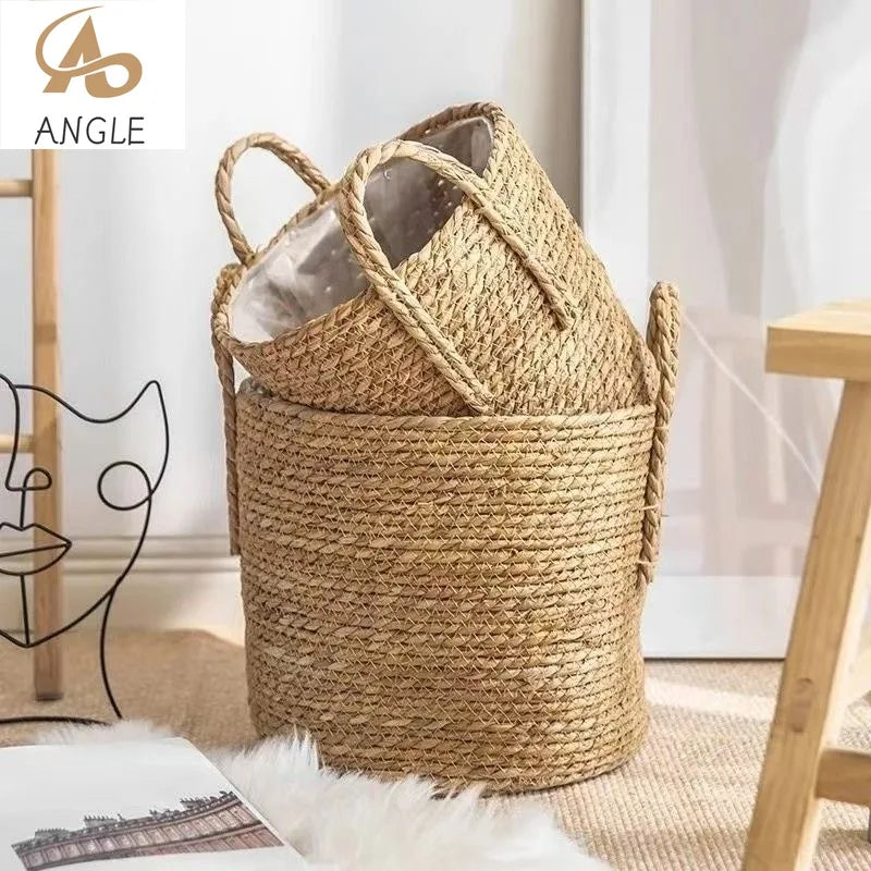 Cesto de Rattan Natural Redondo – Organização com Charme Artesanal