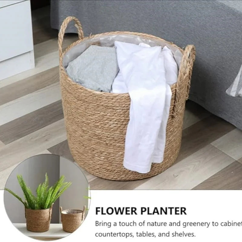 Cesto de Rattan Natural Redondo – Organização com Charme Artesanal